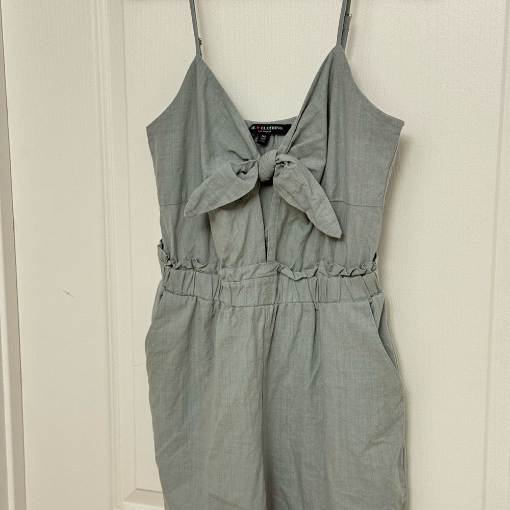 Denim-Looking Romper with Bow Detail